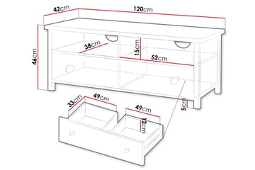Hilts Tv-bänk 120x42 cm - Vit/Rosa - Möbler - TV- & Mediamöbler - TV bänk & mediabänk
