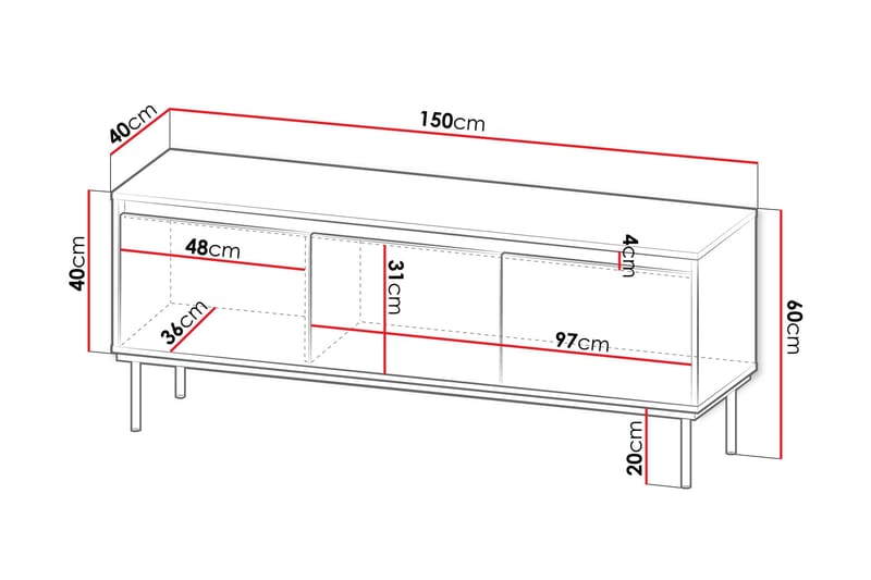 Hollander Tv-bänk 150 cm - Svart/Guld - Möbler - TV- & Mediamöbler - TV bänk & mediabänk