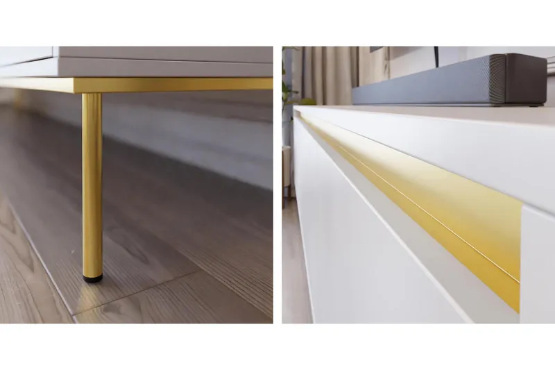 Hollander Tv-bänk 150 cm - Vit/Guld - Möbler - TV- & Mediamöbler - TV bänk & mediabänk