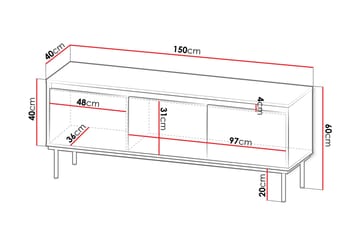 Hollander Tv-bänk 150 cm - Vit/Guld - Möbler - TV- & Mediamöbler - TV bänk & mediabänk