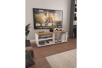 Hollowmere Tv-bänk 115 cm - Mediumfärgat trä/Vit - Möbler - TV- & Mediamöbler - TV bänk & mediabänk