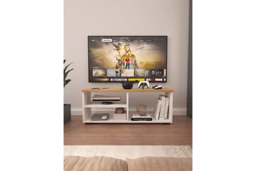 Hollowmere Tv-bänk 115 cm - Mediumfärgat trä/Vit - Möbler - TV- & Mediamöbler - TV bänk & mediabänk