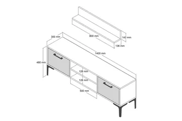 Holter Tv-bänk 140 cm - Valnöt - Möbler - TV- & Mediamöbler - TV bänk & mediabänk