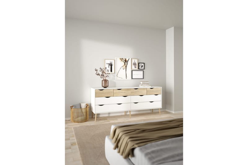 Hostafranc Tv-bänk 196 cm - Vit/Natur - Möbler - TV- & Mediamöbler - TV bänk & mediabänk