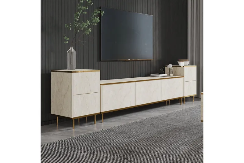 Imaj Tv-bänk 180 cm - Beige/Guld - Möbler - TV- & Mediamöbler - TV bänk & mediabänk