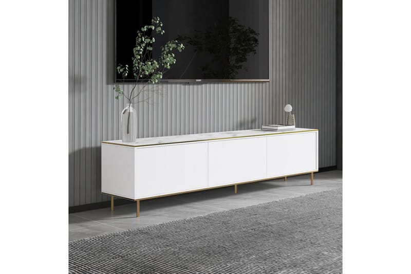 Imaj Tv-bänk 180 cm - Vit marmor/Guld - Möbler - TV- & Mediamöbler - TV bänk & mediabänk
