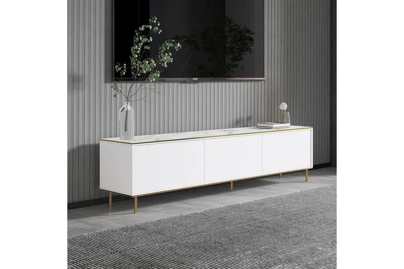 Imaj Tv-bänk 180 cm - Vit marmor/Guld - Möbler - TV- & Mediamöbler - TV bänk & mediabänk