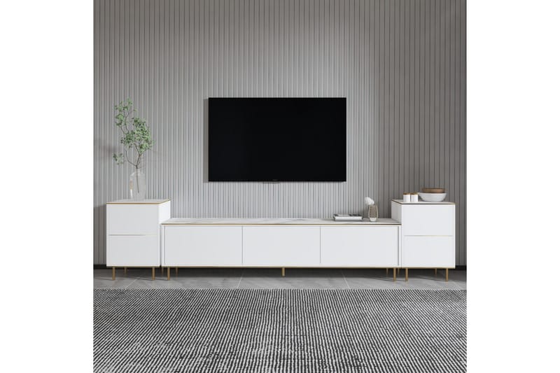 Imaj Tv-bänk 180 cm - Vit marmor/Guld - Möbler - TV- & Mediamöbler - TV bänk & mediabänk