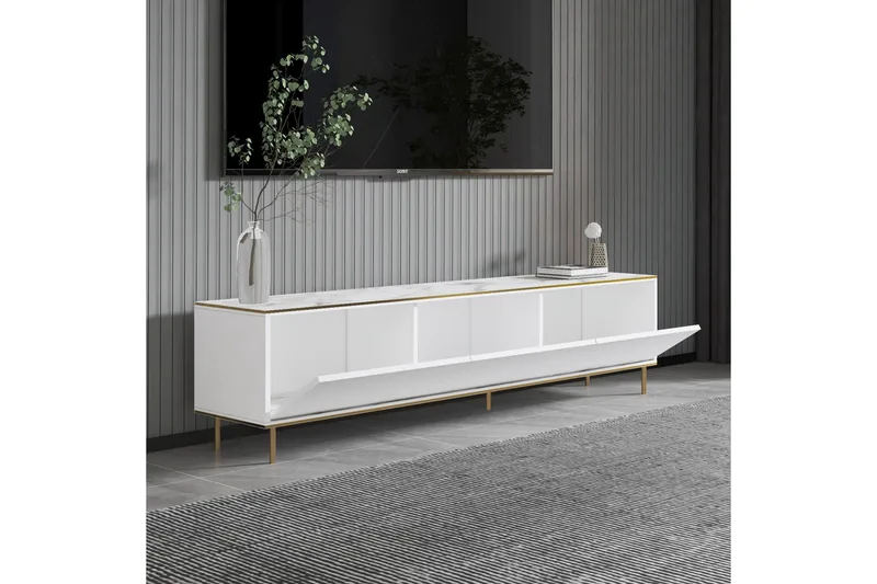 Imaj Tv-bänk 180 cm - Vit marmor/Guld - Möbler - TV- & Mediamöbler - TV bänk & mediabänk