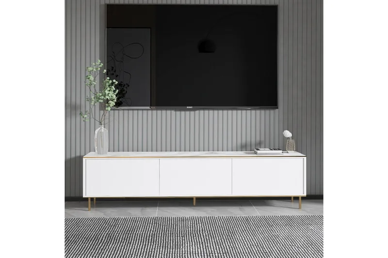 Imaj Tv-bänk 180 cm - Vit marmor/Guld - Möbler - TV- & Mediamöbler - TV bänk & mediabänk