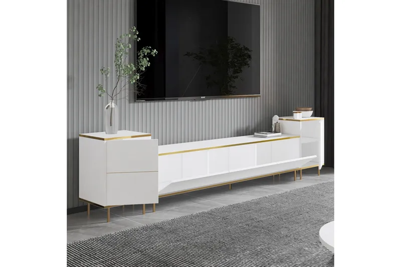 Imaj Tv-bänk 180 cm - Vit/Guld - Möbler - TV- & Mediamöbler - TV bänk & mediabänk