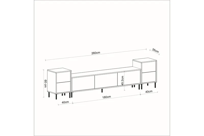 Imaj Tv-bänk 180 cm - Vit/Guld - Möbler - TV- & Mediamöbler - TV bänk & mediabänk