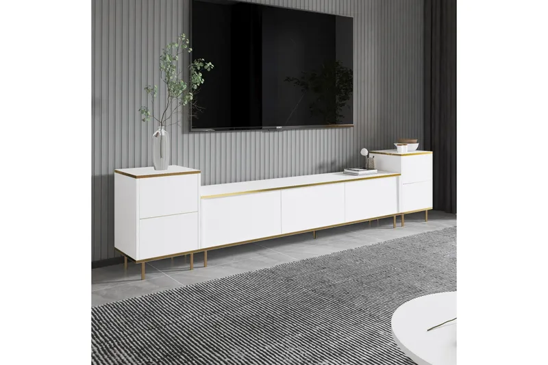 Imaj Tv-bänk 180 cm - Vit/Guld - Möbler - TV- & Mediamöbler - TV bänk & mediabänk