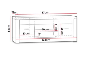 Indianapolis TV-bänk 137x42x53 cm - Vit Led-Belysning - Möbler - TV- & Mediamöbler - TV bänk & mediabänk