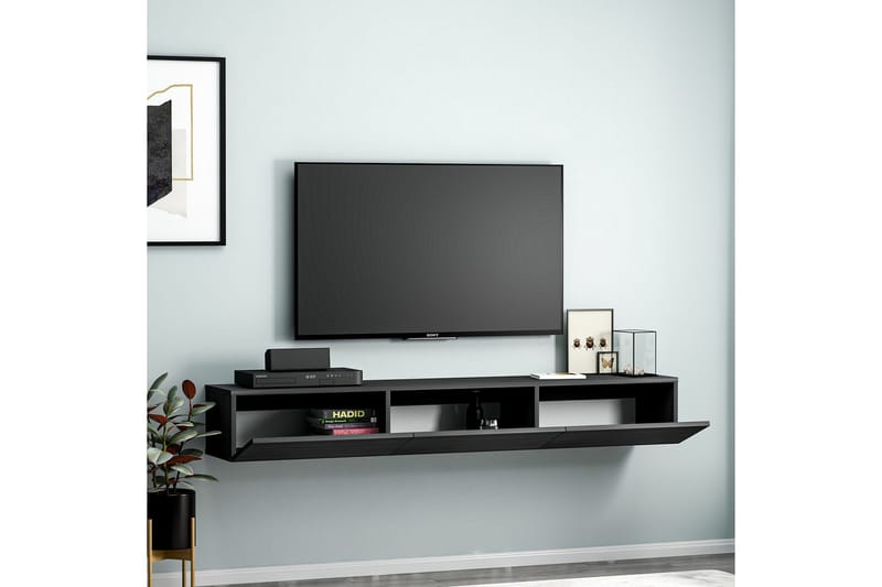 Interlaken Vägghängd TV Bänk 180 cm med Förvaring i Målat Trä - Svart - Möbler - TV- & Mediamöbler - TV bänk & mediabänk