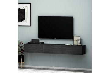 Interlaken Vägghängd TV Bänk 180 cm med Förvaring i Målat Trä - Svart - Möbler - TV- & Mediamöbler - TV bänk & mediabänk