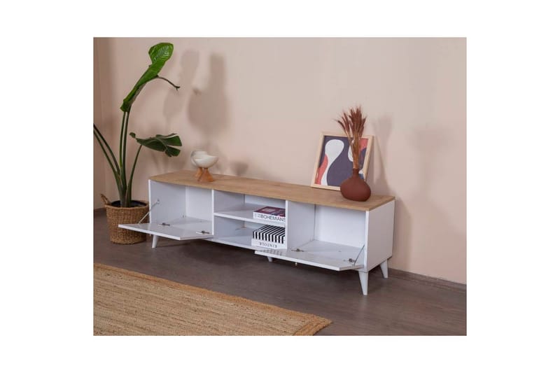 Jatinder Tv-bänk 55 cm - Natur/Vit - Möbler - TV- & Mediamöbler - TV bänk & mediabänk