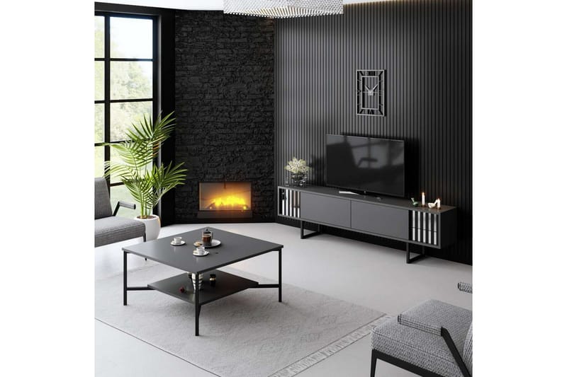 Jeval Tv-bänk 180 cm - Svart/Antracit - Möbler - TV- & Mediamöbler - TV bänk & mediabänk