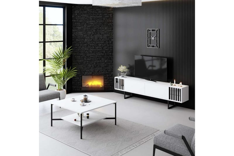 Jeval Tv-bänk 180 cm - Svart/Vit - Möbler - TV- & Mediamöbler - TV bänk & mediabänk