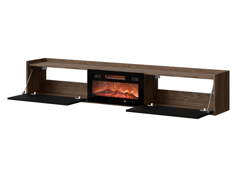 Jovren Tv-bänk 200 cm Eldstad med värmefunktion - Beige|svart - Möbler - TV- & Mediamöbler - TV bänk & mediabänk
