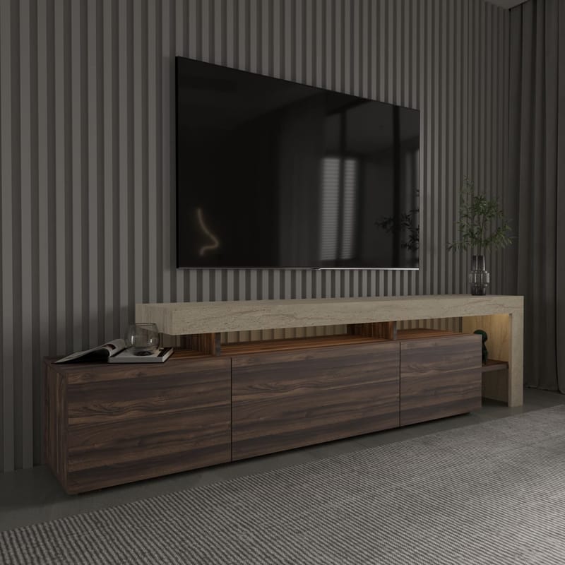 Jurukovo TV-bänk 192x53x37 cm - Travertin, valnöt - Möbler - TV- & Mediamöbler - TV bänk & mediabänk