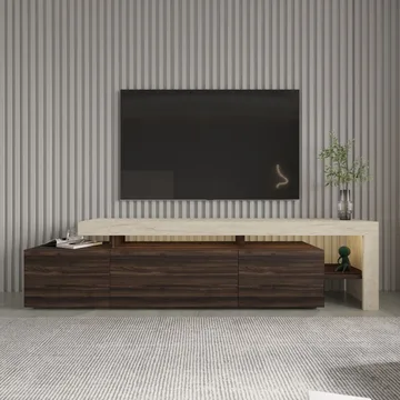 Jurukovo TV-bänk 192x53x37 cm - Travertin, valnöt - Möbler - TV- & Mediamöbler - TV bänk & mediabänk