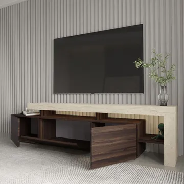 Jurukovo TV-bänk 192x53x37 cm - Travertin, valnöt - Möbler - TV- & Mediamöbler - TV bänk & mediabänk