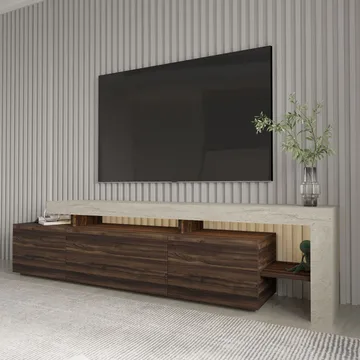 Jurukovo TV-bänk 192x53x37 cm - Travertin, valnöt - Möbler - TV- & Mediamöbler - TV bänk & mediabänk