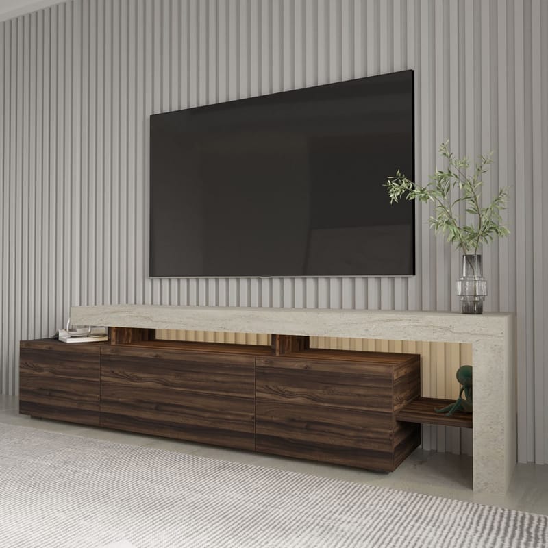 Jurukovo TV-bänk 192x53x37 cm - Travertin, valnöt - Möbler - TV- & Mediamöbler - TV bänk & mediabänk
