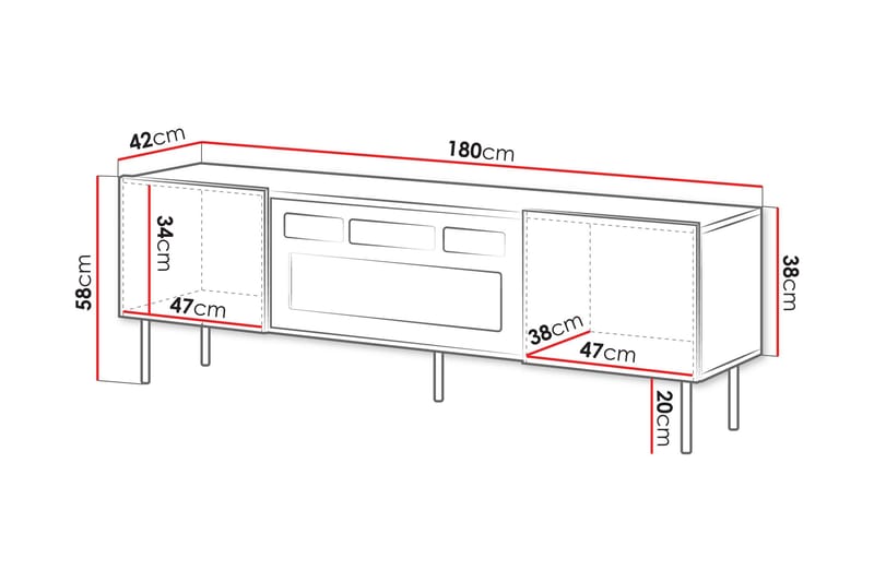 Kamta Tv-bänk 180 cm - Svart - Möbler - TV- & Mediamöbler - TV bänk & mediabänk