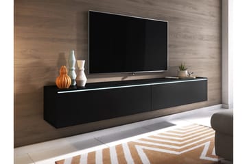 Kanak Vägghängd Tv-bänk 180 cm med Förvaring i Målat Trä Med belysning - Svart - Möbler - TV- & Mediamöbler - TV bänk & mediabänk