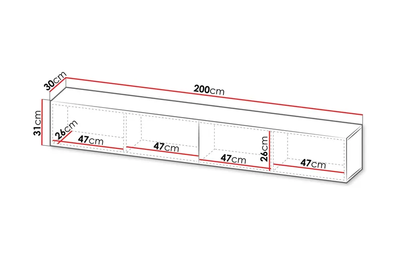 Kangana Tv-bänk 200x30 cm - Beige - Möbler - TV- & Mediamöbler - TV bänk & mediabänk