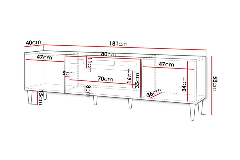 Kannu Tv-bänk 181 cm - Vit - Möbler - TV- & Mediamöbler - TV bänk & mediabänk