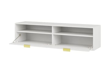 Kanon Vägghängd Tv Bänk 140 cm med Förvaring i Målat Trä - Vit - Möbler - TV- & Mediamöbler - TV bänk & mediabänk