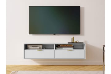 Kanon Vägghängd Tv Bänk 140 cm med Förvaring i Målat Trä - Vit - Möbler - TV- & Mediamöbler - TV bänk & mediabänk