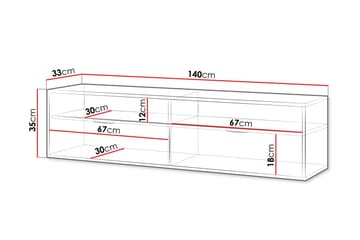Kanon Vägghängd Tv Bänk 140 cm med Förvaring i Målat Trä - Vit - Möbler - TV- & Mediamöbler - TV bänk & mediabänk
