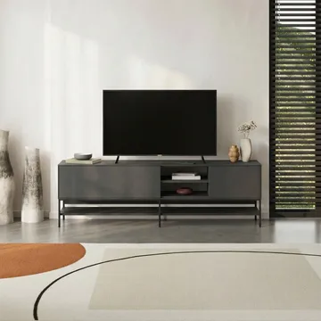 Kenvor Tv-bänk 180 cm - Antracit, Wood Black, Svart - Möbler - TV- & Mediamöbler - TV bänk & mediabänk