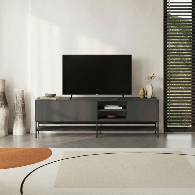 Kenvor Tv-bänk 180 cm - Antracit, Wood Black, Svart - Möbler - TV- & Mediamöbler - TV bänk & mediabänk