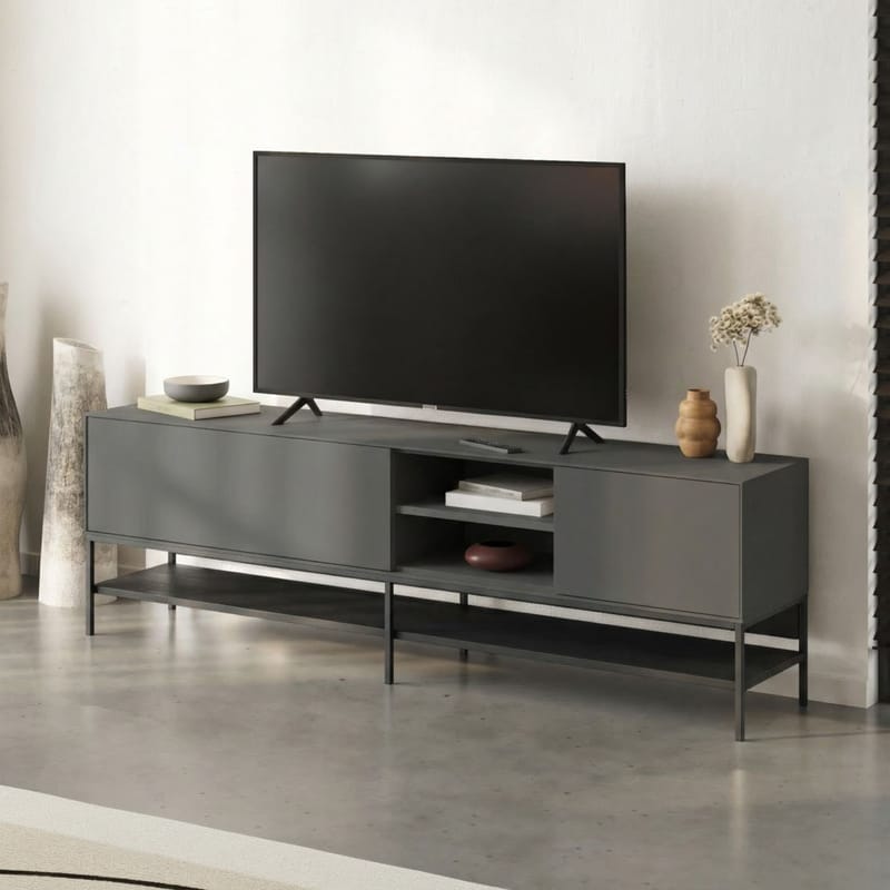 Kenvor Tv-bänk 180 cm - Antracit, Wood Black, Svart - Möbler - TV- & Mediamöbler - TV bänk & mediabänk