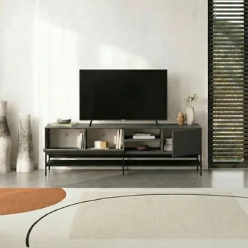 Kenvor Tv-bänk 180 cm - Antracit, Wood Black, Svart - Möbler - TV- & Mediamöbler - TV bänk & mediabänk