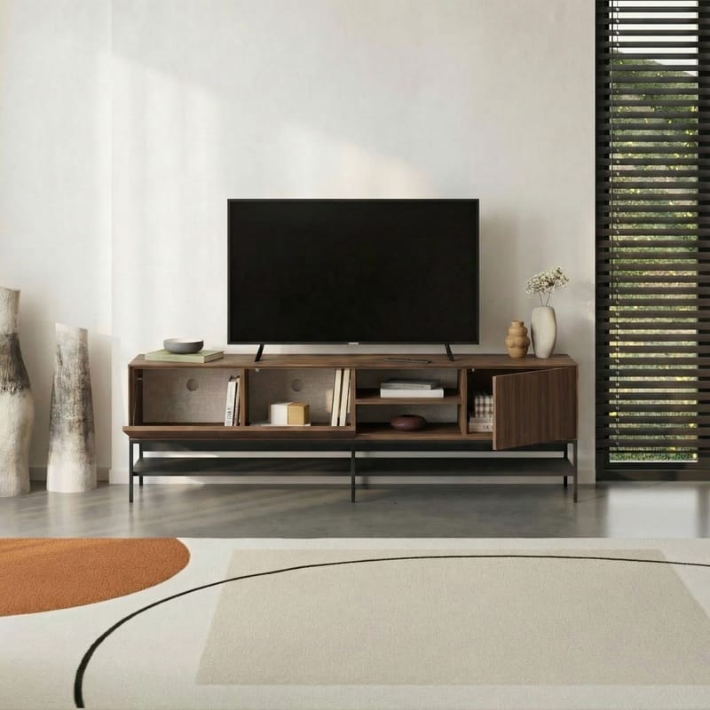 Kenvor Tv-bänk 180 cm - Milano Walnut, Wood Black, Black - Möbler - TV- & Mediamöbler - TV bänk & mediabänk