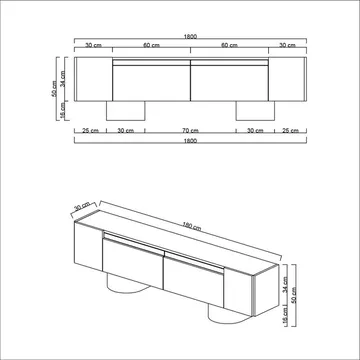 Kumail Tv-bänk 180 cm - Brun/Svart - Möbler - TV- & Mediamöbler - TV bänk & mediab änk
