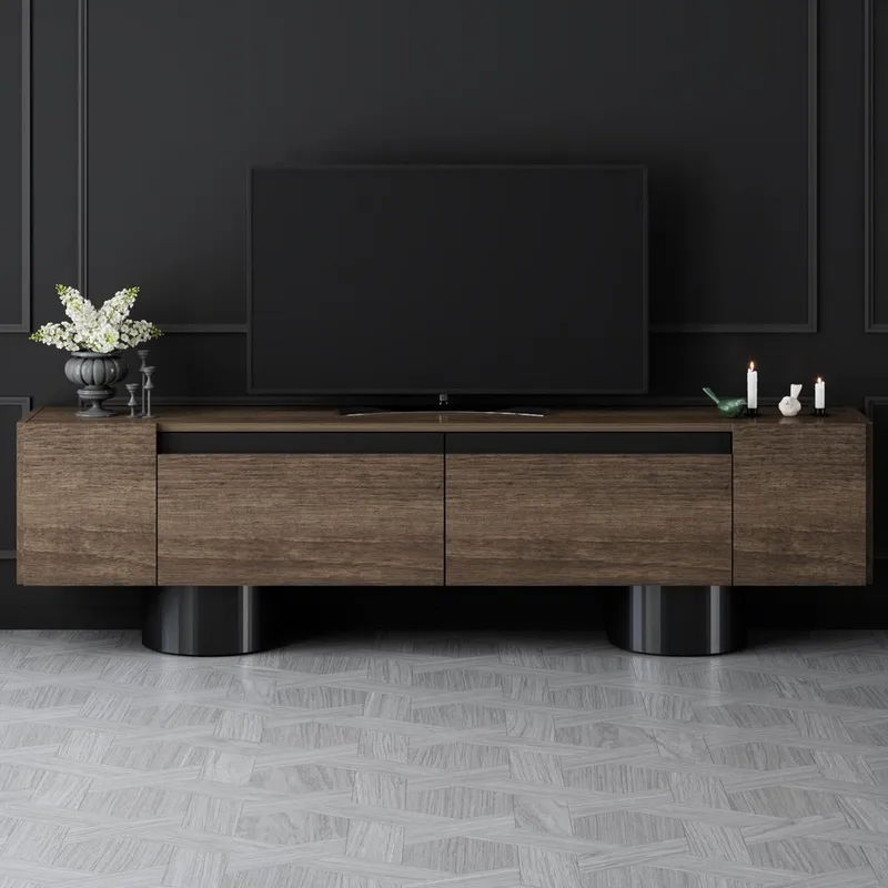 Kumail Tv-bänk 180 cm - Brun/Svart - Möbler - TV- & Mediamöbler - TV bänk & mediabänk