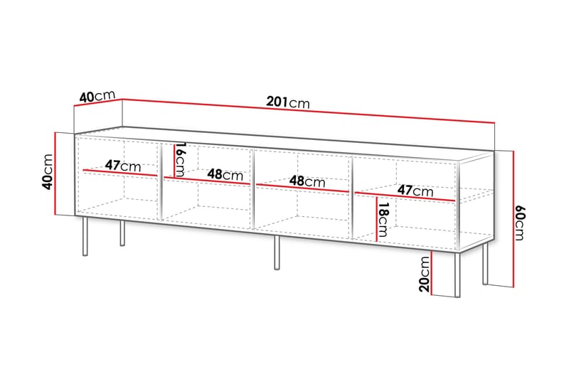 Laholm Tv-bänk 201 cm - Vit - Möbler - TV- & Mediamöbler - TV bänk & mediabänk