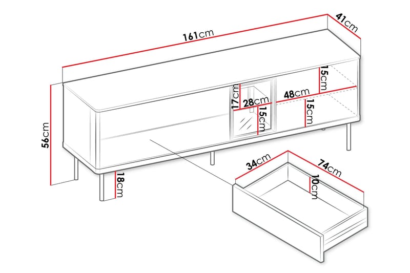 Levisa Tv-bänk 161x41 cm - Beige - Möbler - TV- & Mediamöbler - TV bänk & mediabänk