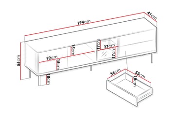Levisa Tv-bänk 194x41 cm - Cashmere - Möbler - TV- & Mediamöbler - TV bänk & mediabänk