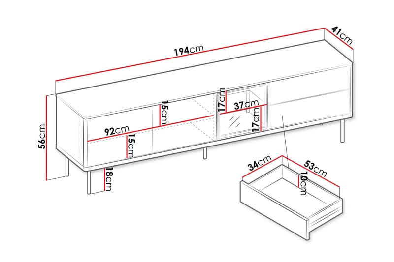Levisa Tv-bänk 194x41 cm - Cashmere - Möbler - TV- & Mediamöbler - TV bänk & mediabänk