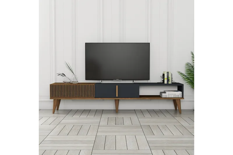 Lissione Tv-bänk 180 cm - Valnöt/Antracit - Möbler - TV- & Mediamöbler - TV bänk & mediabänk