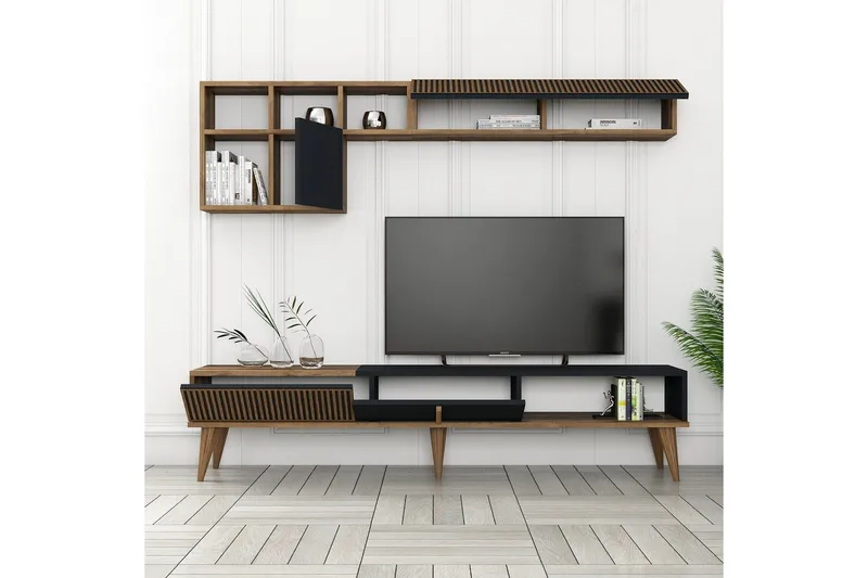 Lissione Tv-bänk 180 cm - Valnöt/Antracit - Möbler - TV- & Mediamöbler - TV bänk & mediabänk