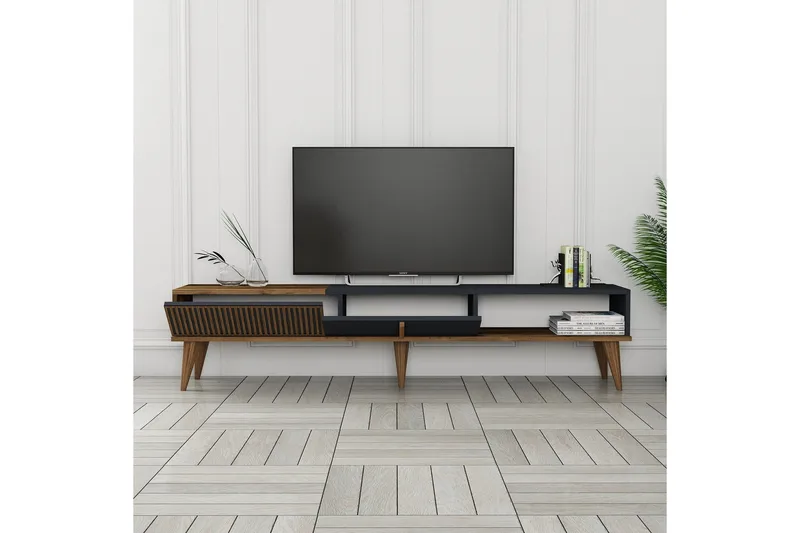 Lissione Tv-bänk 180 cm - Valnöt/Antracit - Möbler - TV- & Mediamöbler - TV bänk & mediabänk